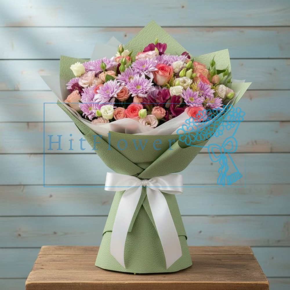 Букет цветов Изысканный Букет цветов из: Розы, Альстромерии и Хризантемы